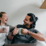 couple, smiling, laughing