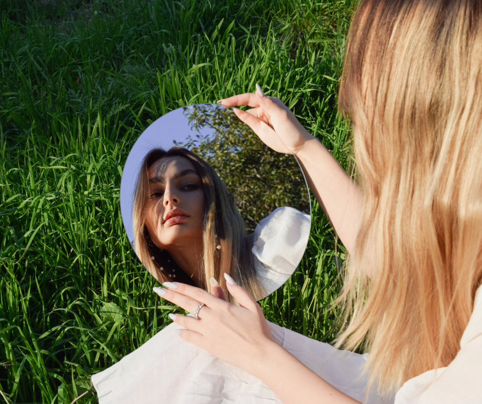 women looking in mirror